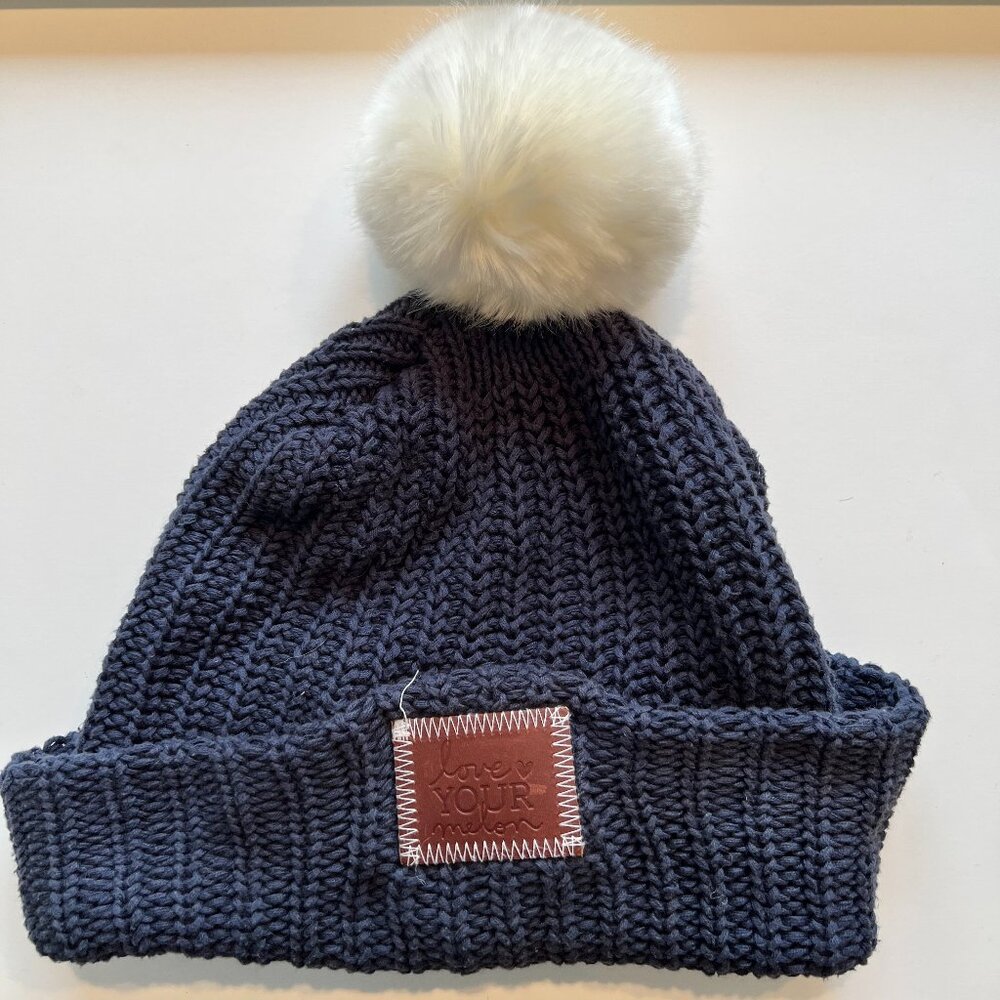 Love Your Melon Dark Blue Beanie with Pom Pom